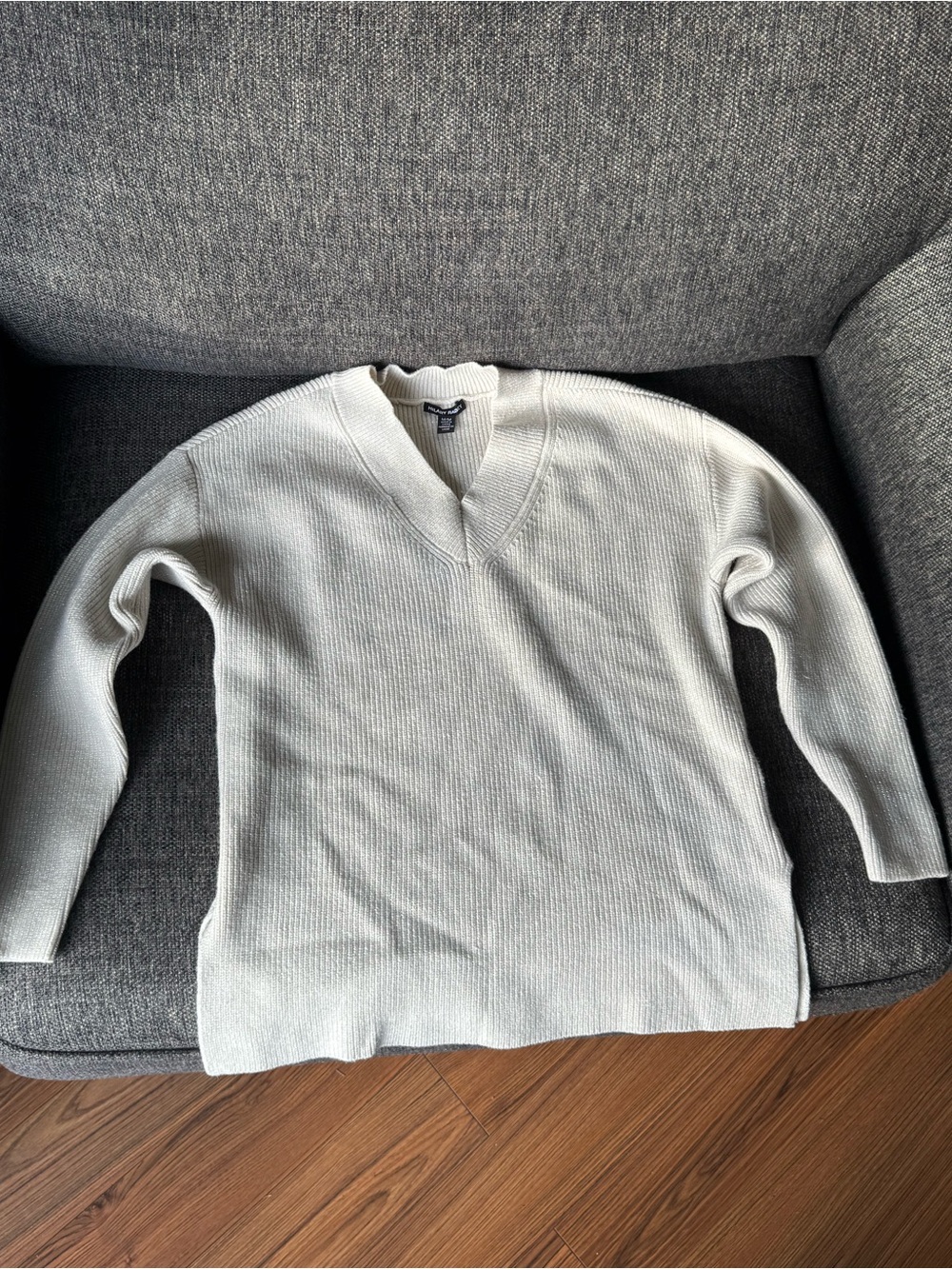 Women’s V-Neck Knit Sweater! Glitter Cream Colour